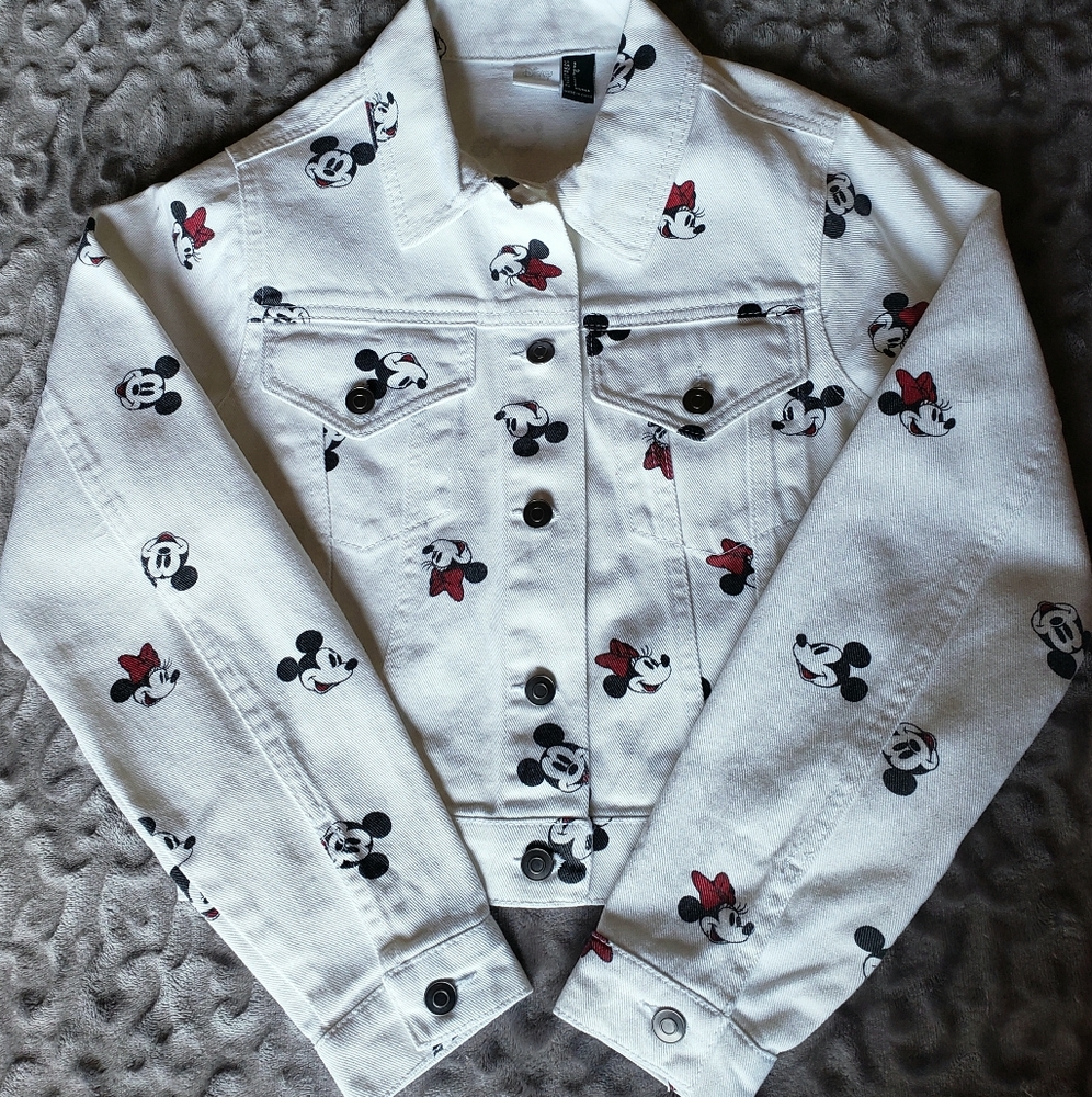 Disney Mickey & Minnie Mouse Crop Jean Jacket